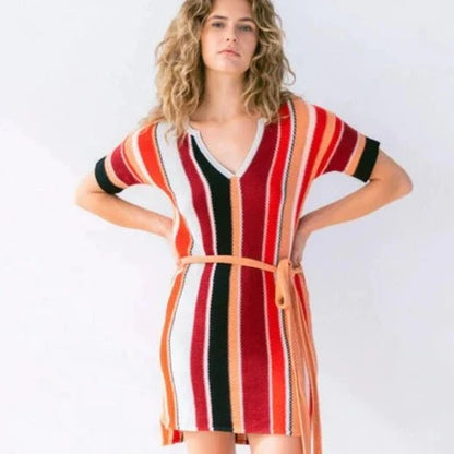 Ixchel Multi-Stripe Tunic Knit Dress