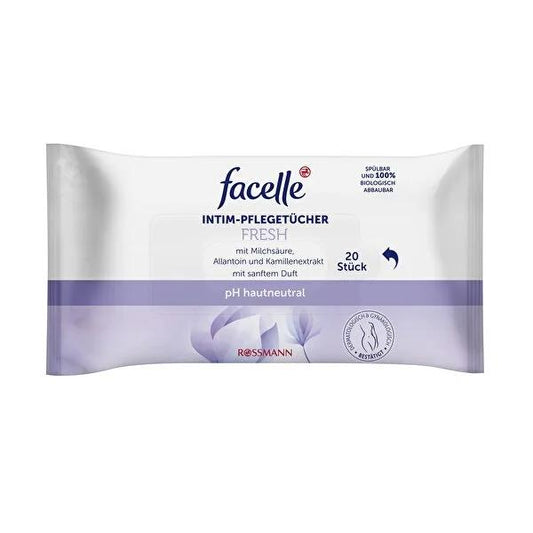 Facelle Intimate Hygiene Wipes - Gentle Genital Care for Sensitive Skin, 20 Count