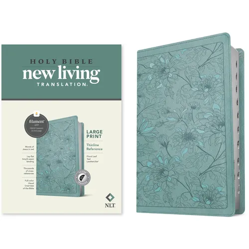 NLT Large Print Thinline Reference Bible, Filament Enabled Edition (Red Letter, Leatherlike, Floral/Teal, Indexed) - Imitation Leather