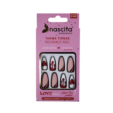 Nascita Pro Love Series Artificial Nails - Reusable, Easy to Apply, Temporary Nail Enhancement Kit