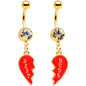 Clear Gem Best Buds Heart Dangle Belly Ring Set of 2