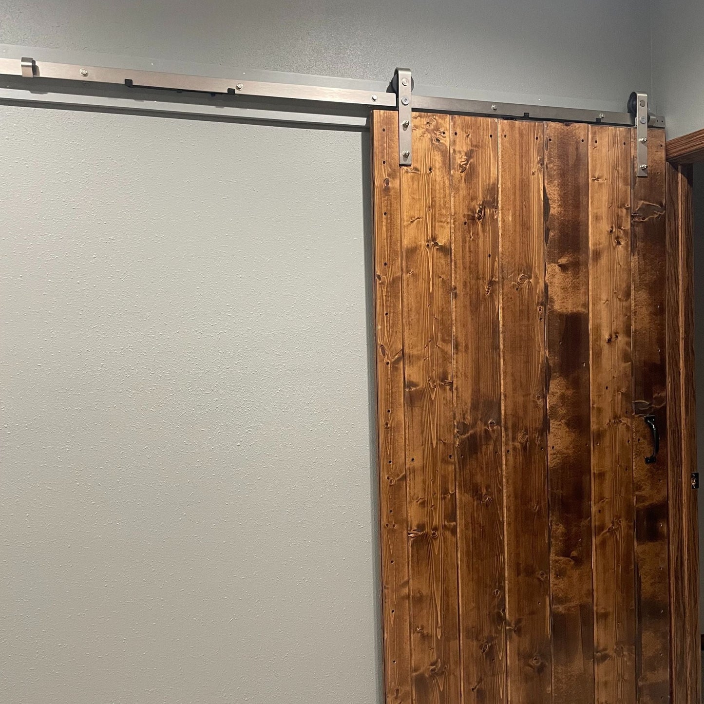 J-Strap Brushed Nickel Single Track Barn Door Hardware Kit