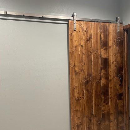 J-Strap Brushed Nickel Single Track Barn Door Hardware Kit