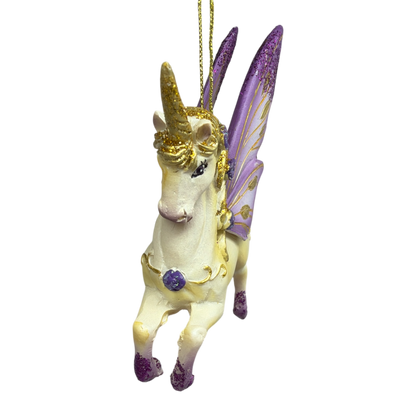 Purple Winged / Gold Mane Unicorn Ornament