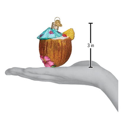 Tropical Coconut Drink Glass Ornament