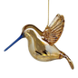 Gold Etched Glass Hummingbird Ornament - Golden