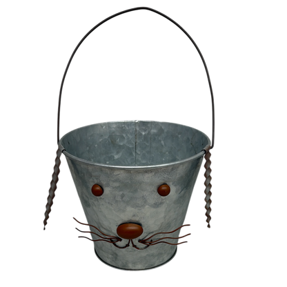 Galvanized Metal Bunny Design Bucket with Ears - Small