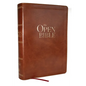 The Open Bible: Read and Discover the Bible for Yourself (NKJV Brown Leathersoft, Red Letter, Comfort Print) - Imitation Leather