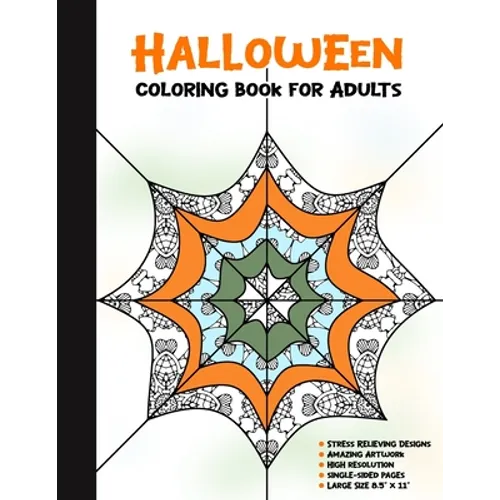 Halloween Coloring Book for Adults: 50 Halloween Illustrations Printed On One Side, Safe For Markers - Fun Craft Activity Gift - Stress Relieving Desi - Paperback