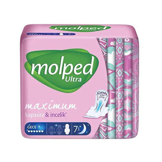 Molped Ultra Anatomical Hygienic Pads for Nighttime - Comfortable, Ultra-Absorbent Menstrual Protection