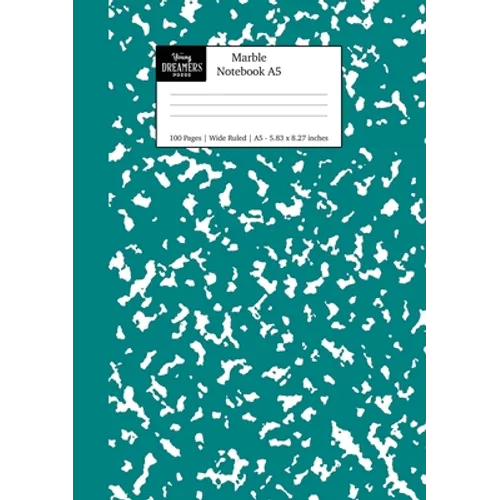 Marble Notebook A5: Teal Green Marble Wide Ruled Journal - Paperback