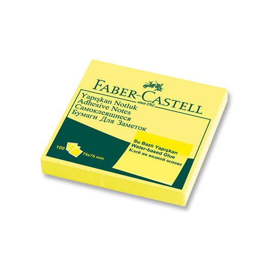 Faber Castell Sticky Notes 75 x 75 mm Yellow - Removable Notes for Office & Study
