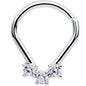 16G 5/16 Clear CZ Gem Clustered Trio Ellipse Seamless Ring