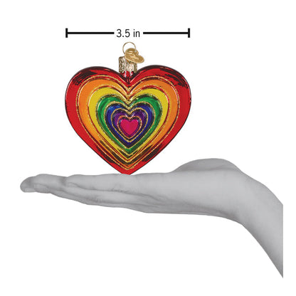 Rainbow Heart Glass Blown Ornament