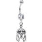 Handmade Viking Helm Dangle Belly Ring Created with Crystals