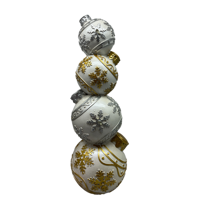 Lighted Silver and Gold Ornament Stack - 15 Inch