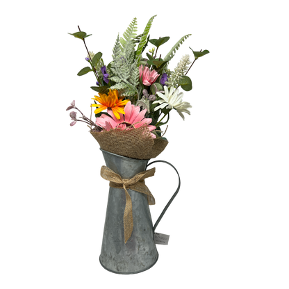 Daisy Flower in Metal Watering Can - 18" -