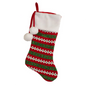 Red and Green Chenille Knit Christmas Stocking with White Cuff