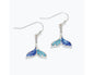 Whale Tail Earrings with Blue Shell Inlay And Crystals