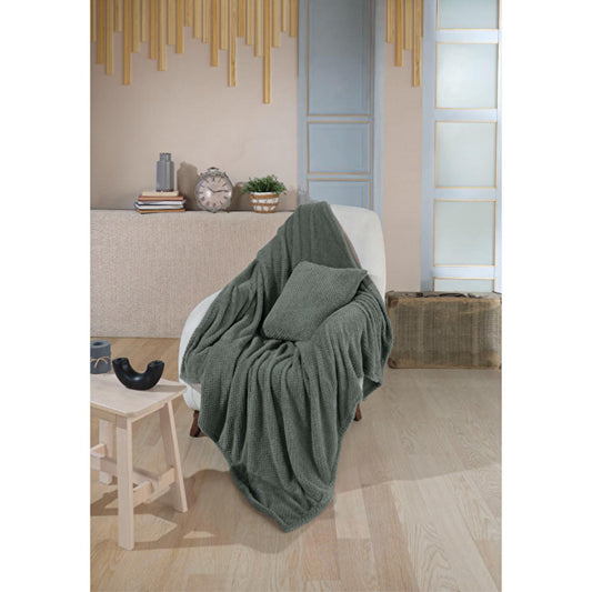 Wondel Throw Blanket TV Battaniyesi Antrasit 130 x 170 cm - Cozy Polycotton Grey Throw Blanket for Home