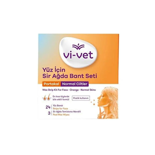Vivet Natural Facial Wax Strips for Women & Men - 24 Count, Sugar-Free, Easy Hair Removal Kit with 3 Cleansing Wipes