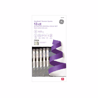 Sparkling White LED Plug-In Christmas Icicle Lights - 13 piece set
