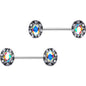 Clear Aurora Gem Razzle Dazzle Barbell Nipple Ring Set