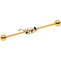 14G Gold Tone IP Brontosaurus Dinosaur Industrial Barbell 38mm