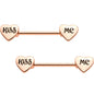 Rose Gold Tone Anodized Kiss Me Barbell Nipple Ring Set