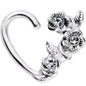 16G 1/4 Clear Gem Bounty of Flowers Left Heart Closure Ring