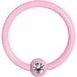 16G 5/16 Clear Gem Light Pink Acrylic Over Steel Captive Ring