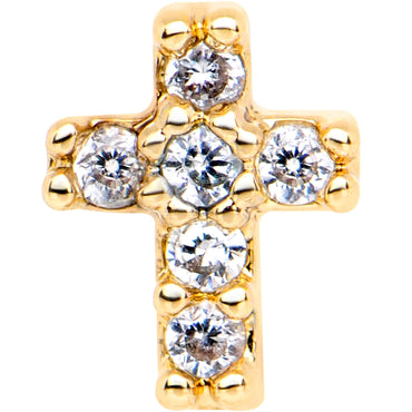 1/4 Clear CZ Internally Threaded Gold Tone Cross Labret Monroe