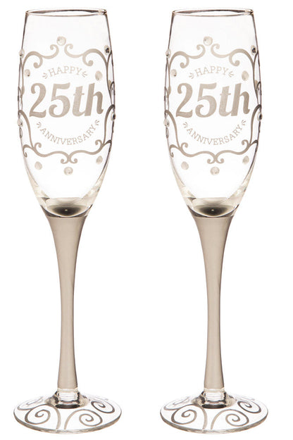 25th Anniversary Champagne Flutes - Set of 2