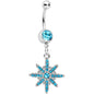 Blue Gem Northern Winters Snowflake Dangle Belly Ring