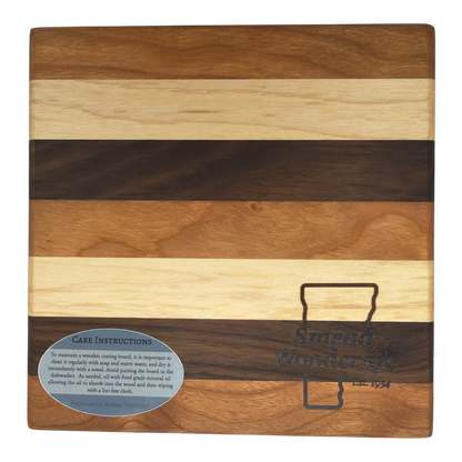 Vermont Artisan  Tri Color Routed Square Cutting Board