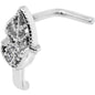 20G Clear CZ Leaf Faux Hoop L Shaped Nose Ring