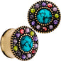 Gold Plated Southwestern Stone Age Double Flare Plug Set 2G to 22mm