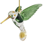 Egyptian Glass Hummingbird Ornament - Green with Yellow Beak