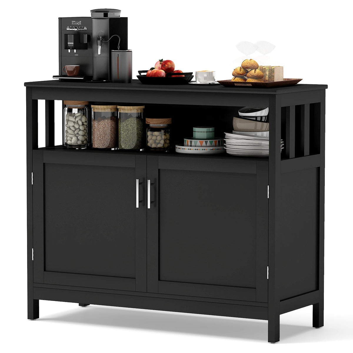 Kitchen Buffet Server Sideboard Storage Cabinet with 2 Doors and Shelf
