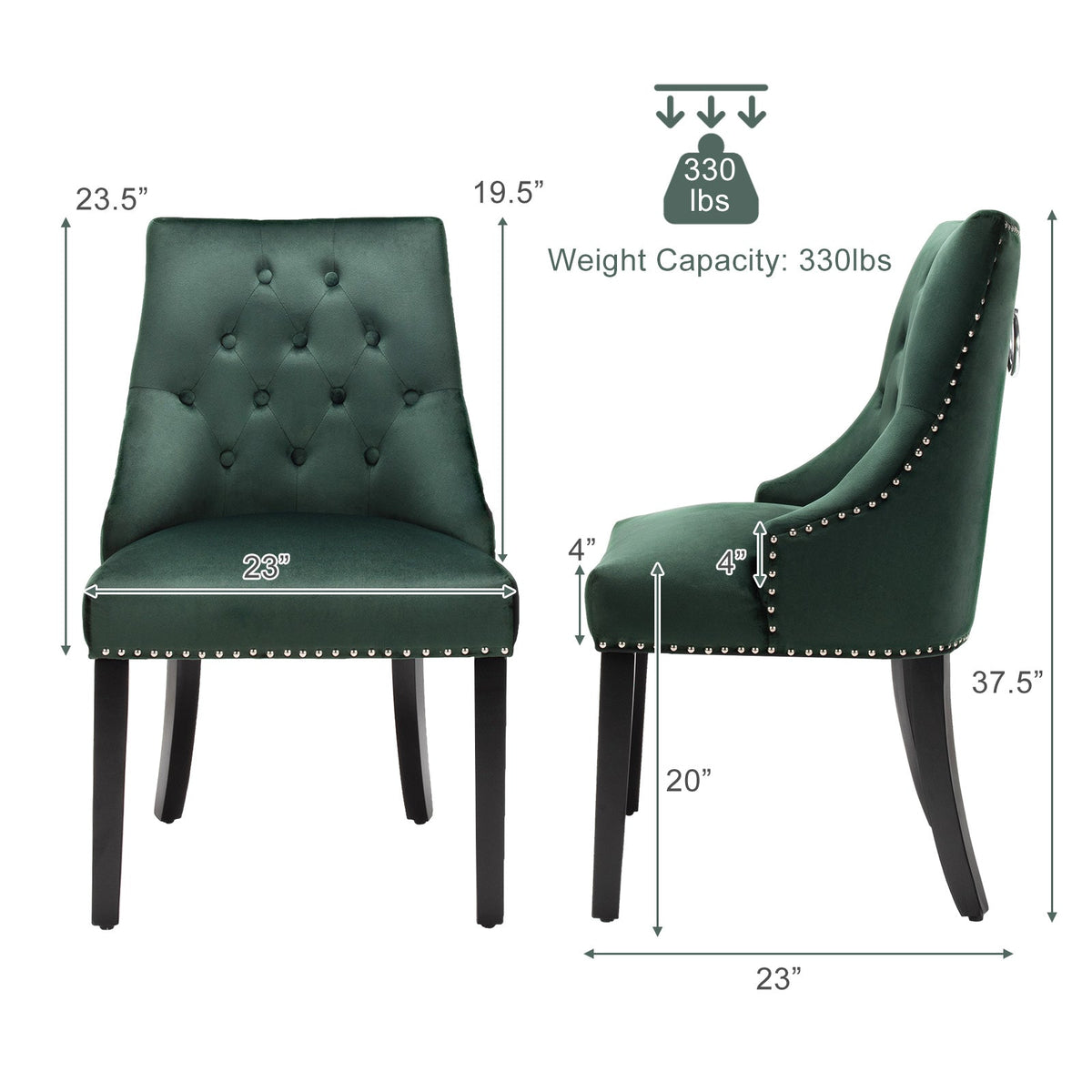 Modern Upholstered Button-Tufted Dining Chair with Naild Trim