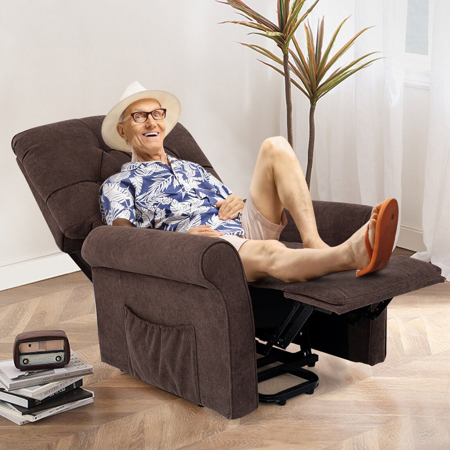 Recliner Chair Sofa for Elderly with Side Pocket and Remote Control