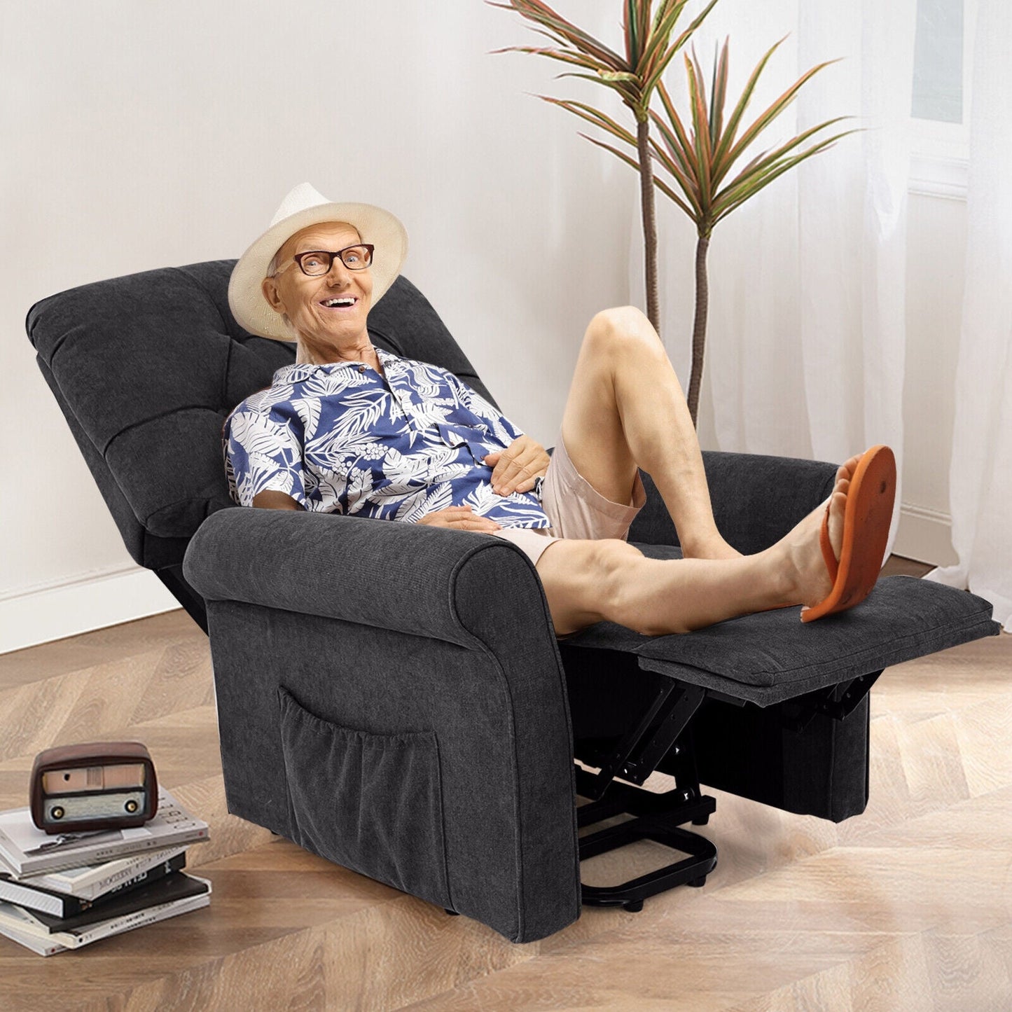 Recliner Chair Sofa for Elderly with Side Pocket and Remote Control