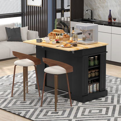 Kitchen Island with Storage and 3-Level Adjustable Shelves