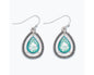 Shimmering Aqua Teardrop Earrings with Detailed Silver