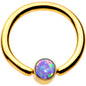 16G 5/16 Purple Faux Opal 3mm Disc Gold IP BCR Captive Ring