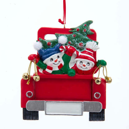 Snowman on Truck Ornament - Family of 2