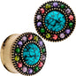 Gold Plated Southwestern Stone Age Double Flare Plug Set 2G to 22mm