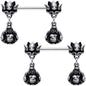 Inner Strength Buddha and Lotus Flower Barbell Dangle Nipple Ring Set