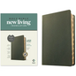 NLT Large Print Thinline Reference Bible, Filament Enabled (Genuine Leather, Olive Green, Indexed, Red Letter) - Leather