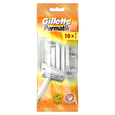 Gillette Permatik Disposable Razor Blades - Single-Blade, Hygienic Shaving Solution for Men and Women, Pack of 10